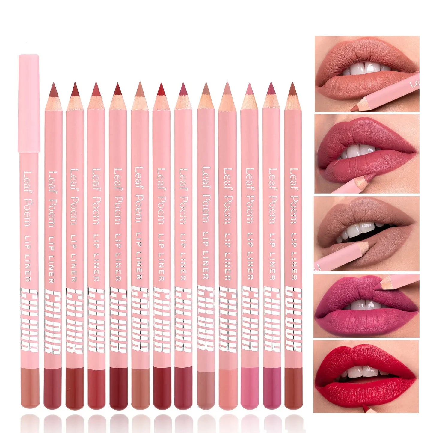 Läppstift Läppenna Set Matt Sammet Läppenna Kontur Makeup Sexigt Rött Läppstift Långvarigt Skönhetsmedel