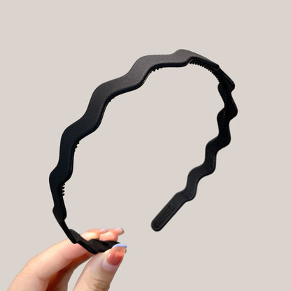 Unisex Metall Vågigt Fjäderhårband Svart Halkfri Utomhussporter Pannband För Kvinnor Män Enkelt Hårband Ansiktstvätt Huvudbonad