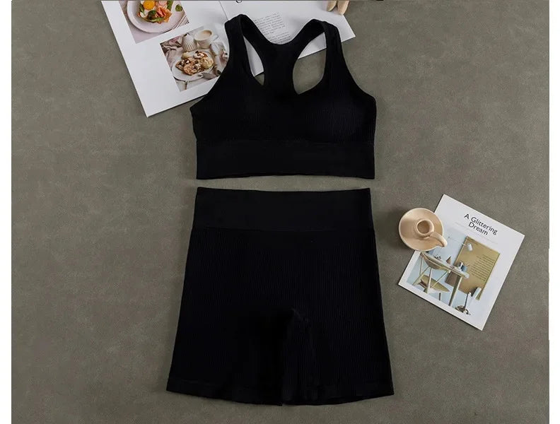 Ny het rea väst yogadräkt damshorts med bröstkudde anti-stöt bantningsdesign sportkläder snabbtorkande bekväm fitness C