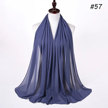 Muslimsk chiffong hijab kvinnor bubbelchiffong halsduk för kvinnor damer slöja muslimsk islam enfärgad malaysisk muslimsk wrap halsdukar