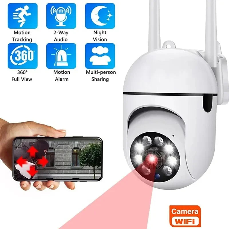 A7 Trådlös Övervakningskamera 360 graders intercom 1080P Hemsäkerhetskamera Fjärrstyrd HD Nattseende Kamera Monitor Smart Hem