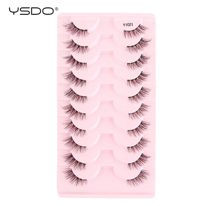 YSDO Fox Eye fransar 3/10 par fransar 3D mink naturliga fransar mjuka kattögonfransar förlängning fluffiga fransar smink halva ögonfransar