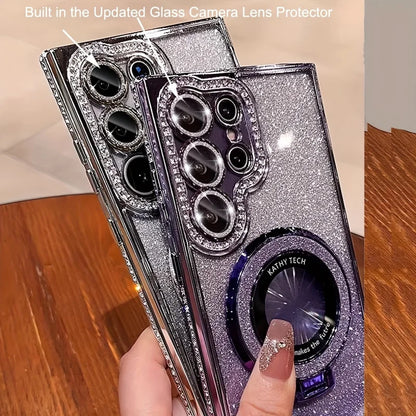 Lyxigt sidoskärande diamantglittermagnetiskt stativ för SamsungGalaxy S26 S25 S24 S23 FE S22 Ultra Plus-serien Edge Strass