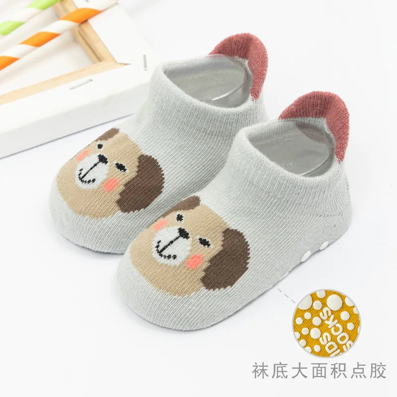 Halkfria babysockor, mjuka, halkfria golvsockor för nyfödda och spädbarn med gummigrepp för 0-5 år, bomullssockor för baby