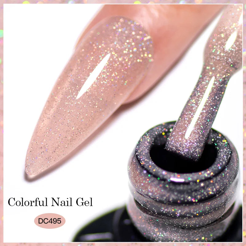 7ml Champagne Guld Silver Reflekterande Nagelgellack Glittrande Skinande Glitter Rosa Röd Nageltillbehör Semi-permanent Gellack