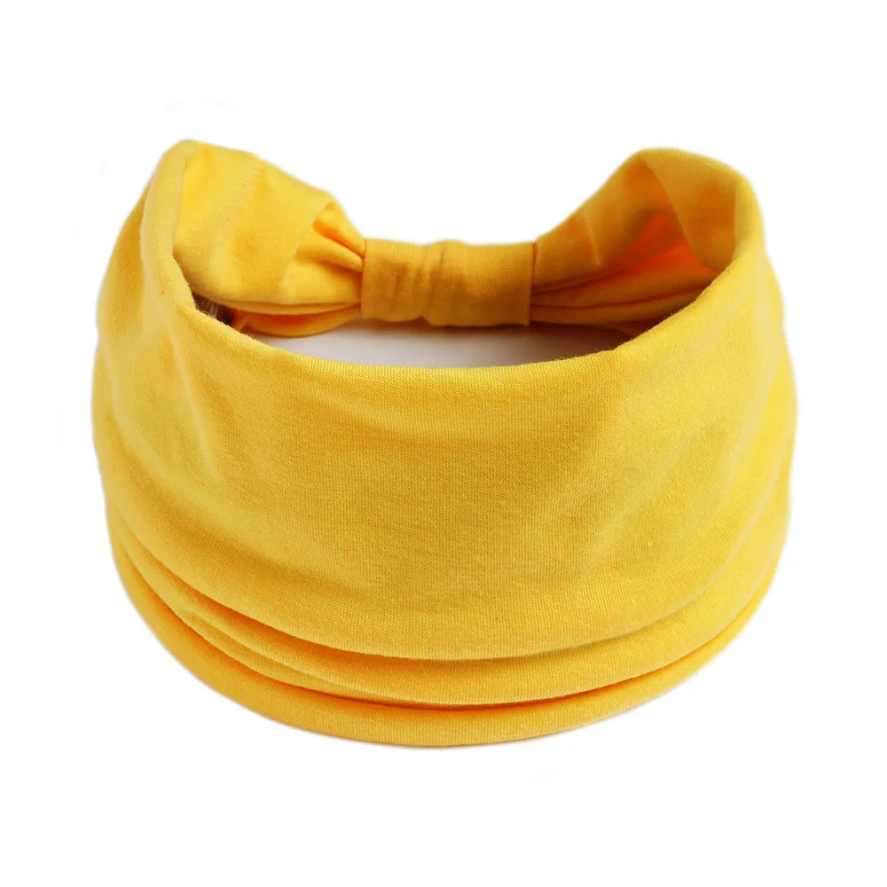 Mode Enfärgad Bred kant Bomullsyoga absorberar svett Dam Flickor Pannband Huvudbonad Turban Bandage Håraccessoarer Huvudbonader