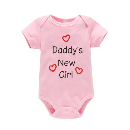 Söt pappas nya flicka tryck nyfödd babyflicka jumpsuit sommar mjuk kortärmad body bomull onesie