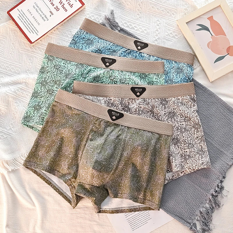 4 st. Herrunderkläder Bomull Herrboxershorts Medelhög Midja Andningsbara Herrtrosor Större Storlek 6XL - Massor av Mjuka Bekväma Herrboxershorts