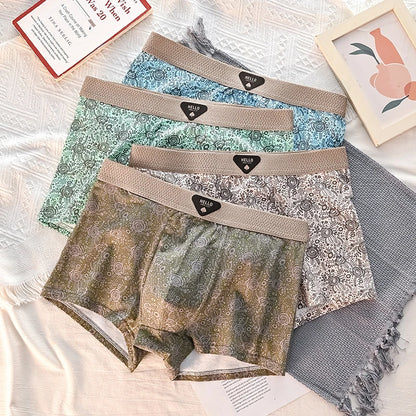 4 st. Herrunderkläder Bomull Herrboxershorts Medelhög Midja Andningsbara Herrtrosor Större Storlek 6XL - Massor av Mjuka Bekväma Herrboxershorts