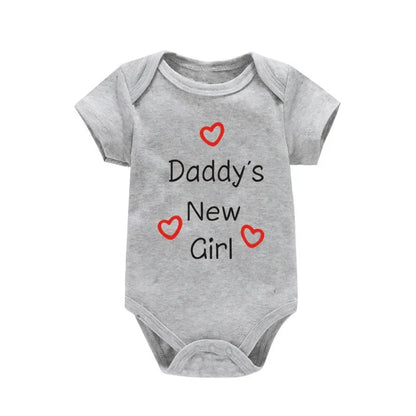 Söt pappas nya flicka tryck nyfödd babyflicka jumpsuit sommar mjuk kortärmad body bomull onesie