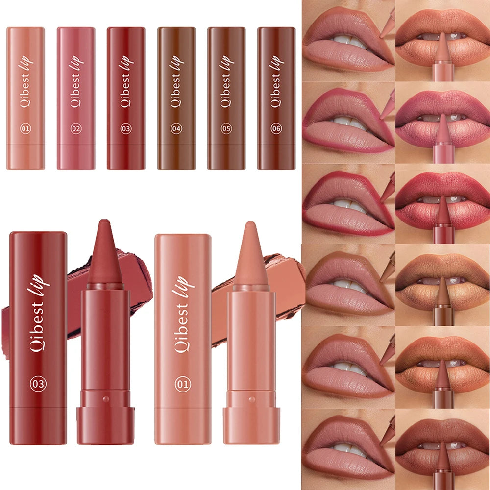 Twist Up Lip Liner Läppstiftpenna Multifunktionell Puder Rouge Sammetsmatt Vattentät Läppkontur Non-stick Kopp Lip Rouge Makeup