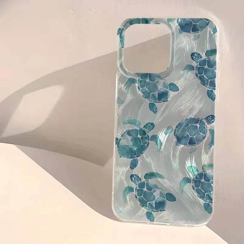Glansigt färgglatt skal med sommarmönster och havsmönster för iPhone 17 Pro 16 15 14 Plus 13 12 11 Pro Max 16E 17Air XR XS Max-fodral