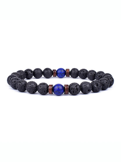 8mm lavaarmband för män vulkaniska stenar träpärlor armband tibetansk buddha handledskedja kvinnor män smycken gåva nya armband