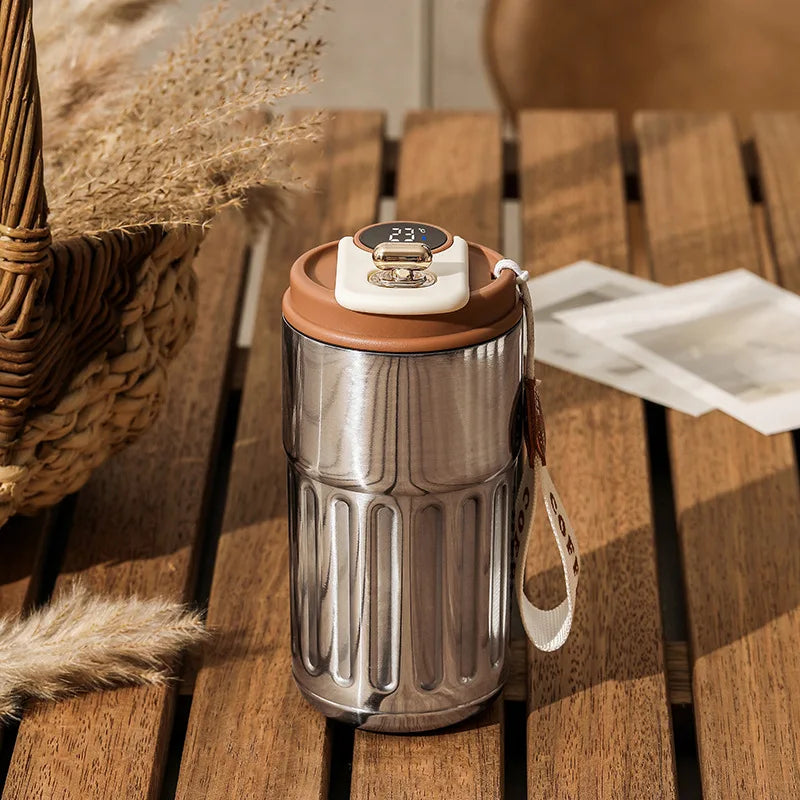 450 ml rostfritt stål termosvattenflaska LED-temperaturdisplay kaffekopp håller kallt och värmer termosmugg resevakuum
