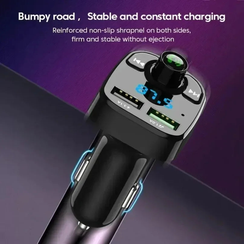 Bluetooth 5.0 LED MP3 Bil Bluetooth FM Ljudmottagare Handsfree-sändare 2.1A 3.1A QC3.0 PD Typ C Dubbel USB Billaddare