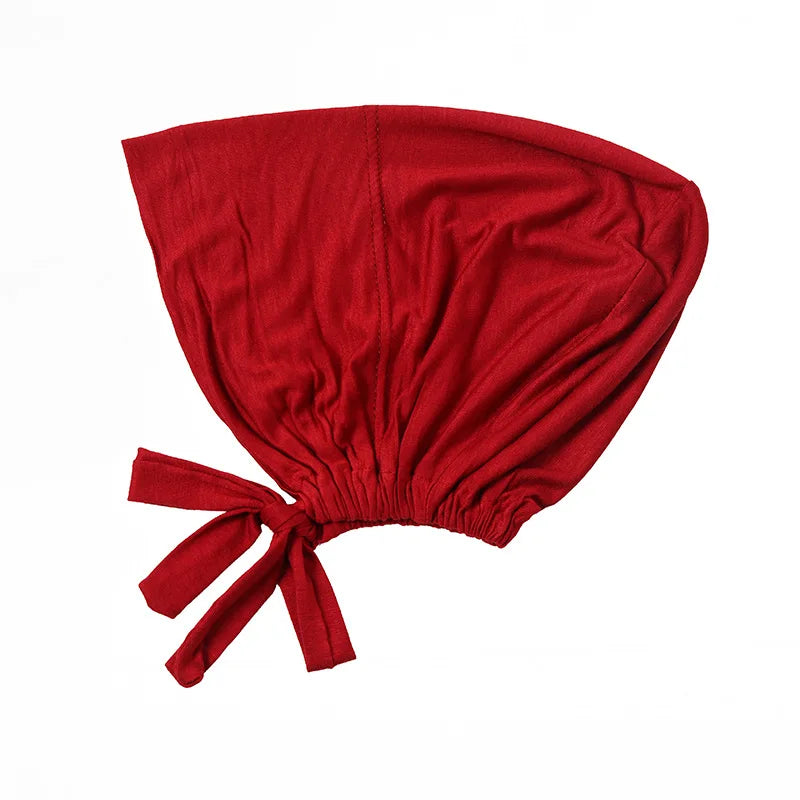 Muslimska Kvinnor Inner Hijab Mössor Stretch Justerbar Elastisk Bonnet Knytband Jersey Kvinnlig Huvudbonad Turbante Mujer
