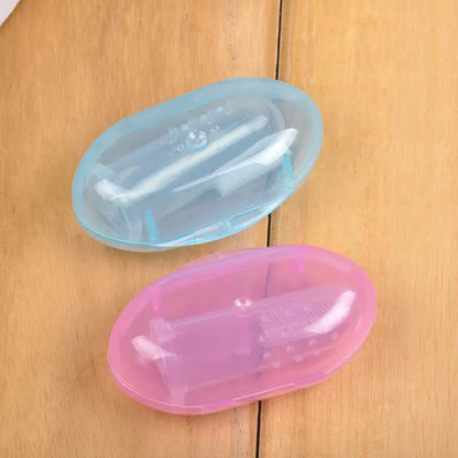 Söt babyfingertandborste med låda barntänder klar massage mjuk silikon spädbarn gummi rengöringsborste massageset