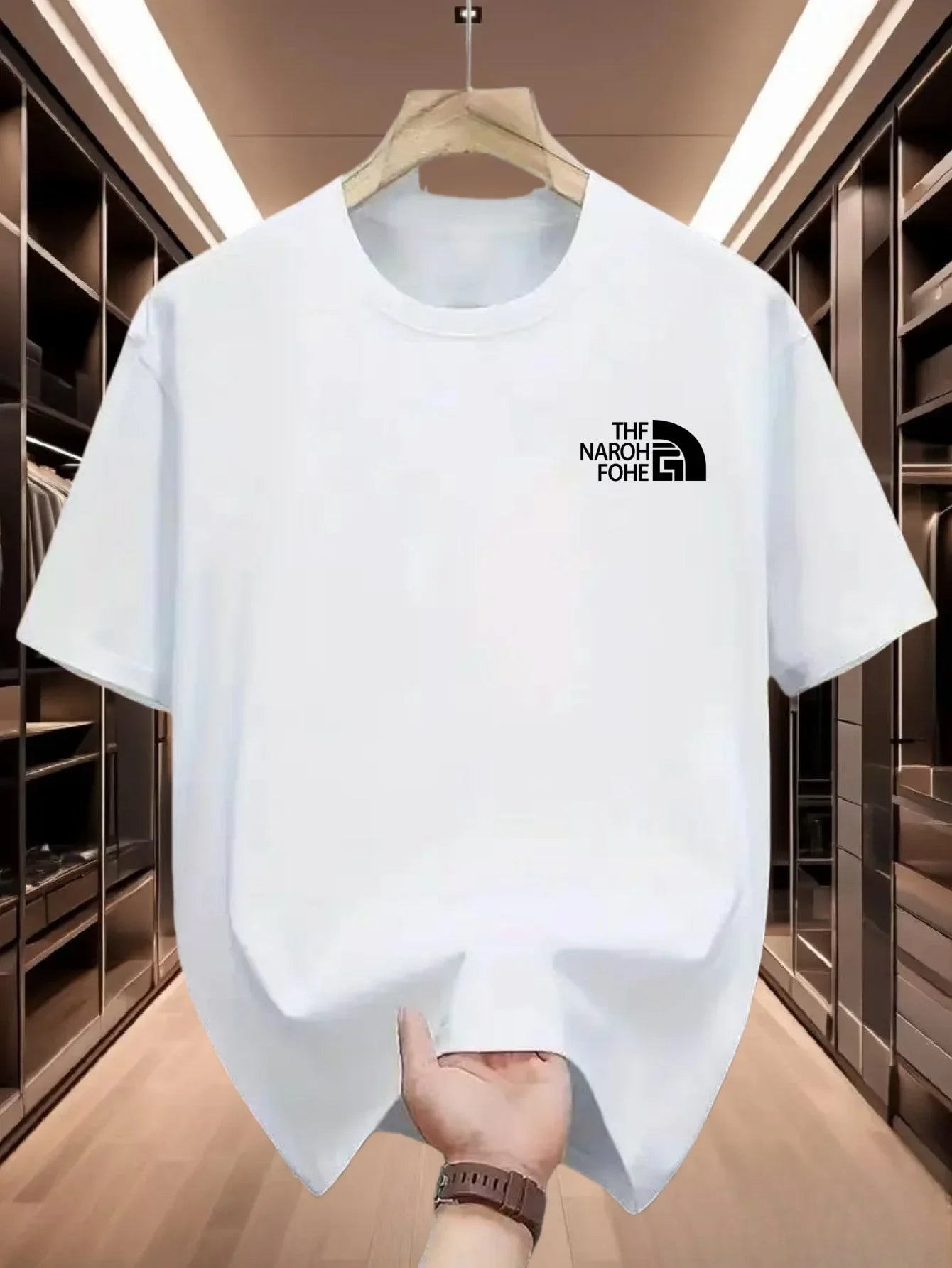 Sommar 100 % bomull herr enfärgad T-shirt Enkelt mönster tryck Bekväm mjuk andningsbar tyg Lämplig för vardagsbruk