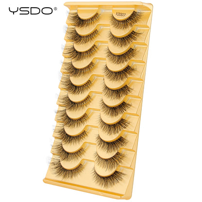 YSDO Halvögonfransar 3/10 par Naturliga Hela Lösögonfransar 3D-Fransar Kattögonfransar Lösögonfransförlängning Faux Cils Makeupverktyg