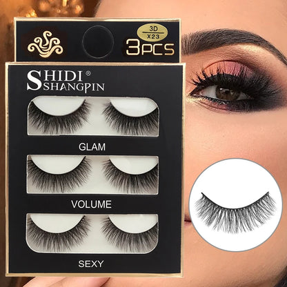 ögonfransar 3 par lösögonfransar naturliga långa 3D minkfransar mjuka fluffiga spetsiga handgjorda lösögonfransar ögonmakeup verktyg maquiagem