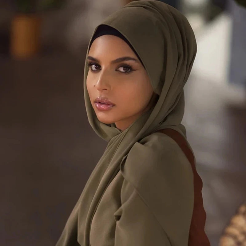 Ramadan Islamisk Instant Bubble Chiffong Sjal Halsduk Dam Huvudbonad Kvinnor Hijabs Halsdukar Bufandas Muslimsk Slöja Hijab Snood 180*70cm