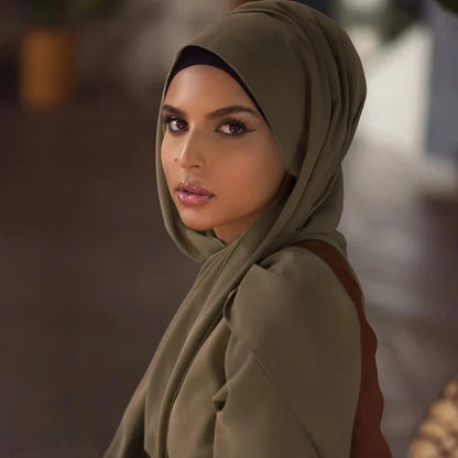 Ramadan Islamisk Instant Bubble Chiffong Sjal Halsduk Dam Huvudbonad Kvinnor Hijabs Halsdukar Bufandas Muslimsk Slöja Hijab Snood 180*70cm