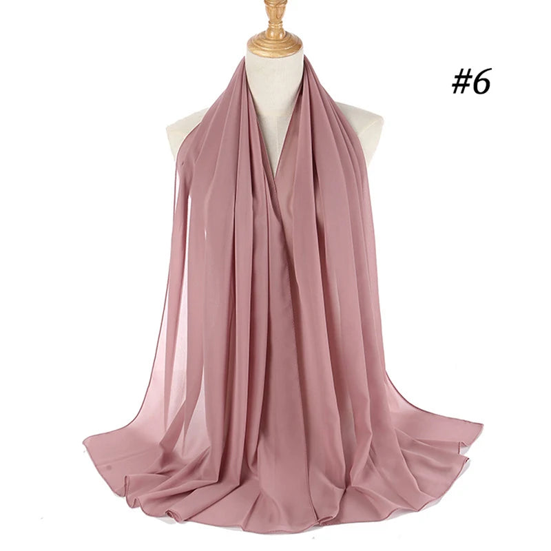 Muslimsk chiffong hijab kvinnor bubbelchiffong halsduk för kvinnor damer slöja muslimsk islam enfärgad malaysisk muslimsk wrap halsdukar