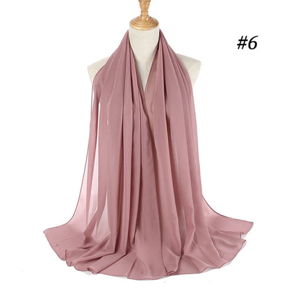 Muslimsk chiffong hijab kvinnor bubbelchiffong halsduk för kvinnor damer slöja muslimsk islam enfärgad malaysisk muslimsk wrap halsdukar