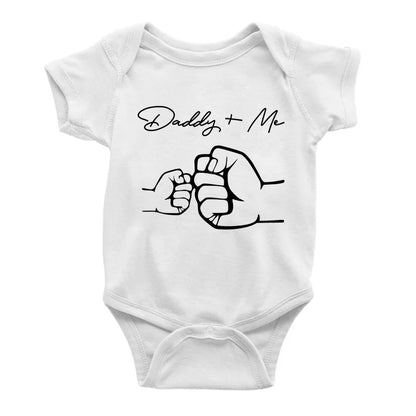 Nyfödda Baby Pojkar Flickor Kläder Spädbarn Tecknad Pappa och Jag Tryck Rolig Kortärmad Bodysuit Sommar Romper Spädbarn Jumpsuit