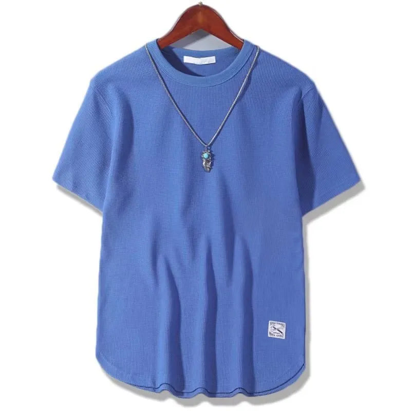 5XL Enfärgade Våffelt-shirts för Herr Casual Märkeskvalitet Kortärmade Herrt-T-shirts Nya Sommarmode Designertoppar Herr