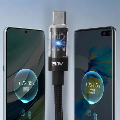 240W Nylonkabel USB Typ C Supersnabb Laddningskabel För Samsung Xiaomi Huawei Honor LED Digital Display Snabb Laddare Datakabel