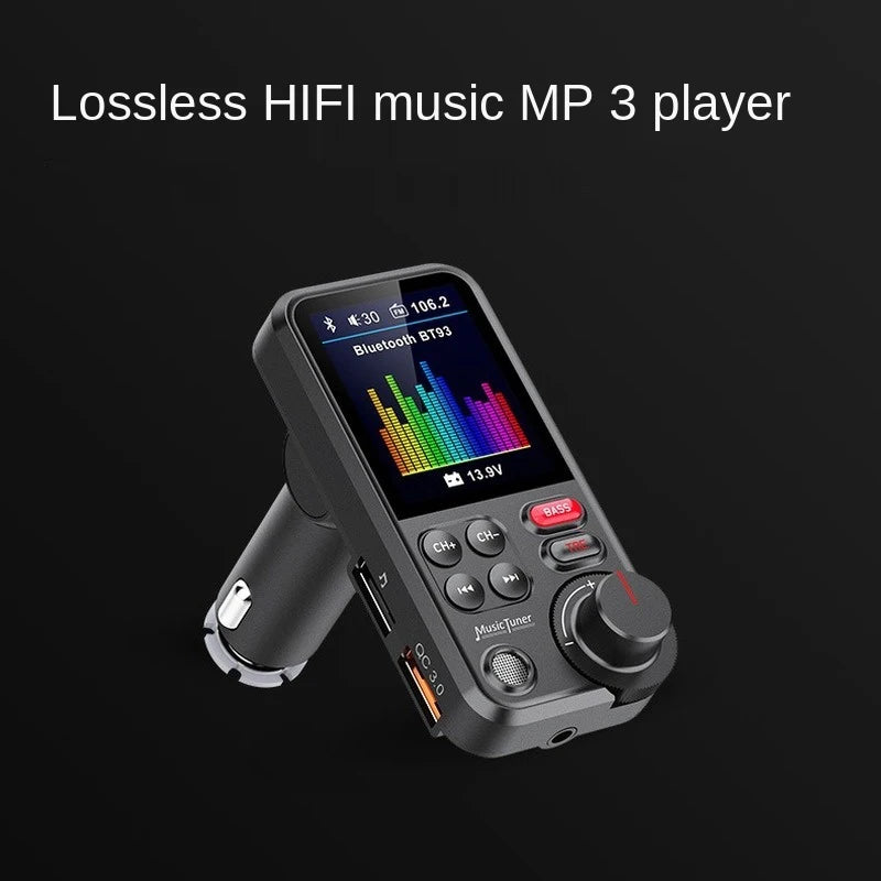 Bluetooth-kompatibel trådlös FM-sändare för bilradio, adapter, snabbladdning, diskant, bas, musik, MP3-spelare för bil, Aux, QC3.0