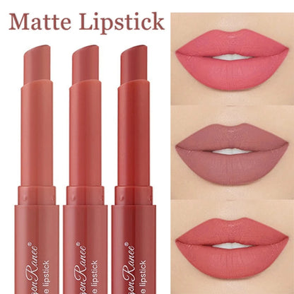 Nude Matte Läppstift Vattentäta Läppstift Bleknar Inte Sexiga Röda Sammets Läppstift för Kvinnor Smink Långvariga Läppar Kosmetika