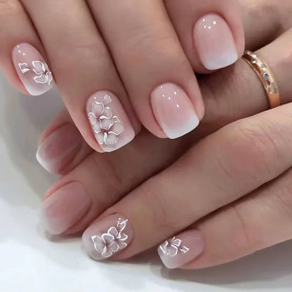 24 st/set Sweet Love lösnaglar med gradient French Press on-naglar återanvändbara korta heltäckande nageltippar för kvinnor grossist