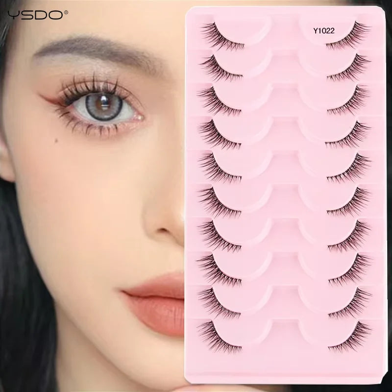 YSDO Fox Eye fransar 3/10 par fransar 3D mink naturliga fransar mjuka kattögonfransar förlängning fluffiga fransar smink halva ögonfransar