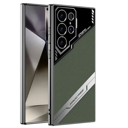 Galaxy S25 Plus Elektropläterat Läder S25 Ultra Telefonskal för Samsung Galaxy S26 S25 S24 S23 Ultra Skyddande Stötsäkert Skal