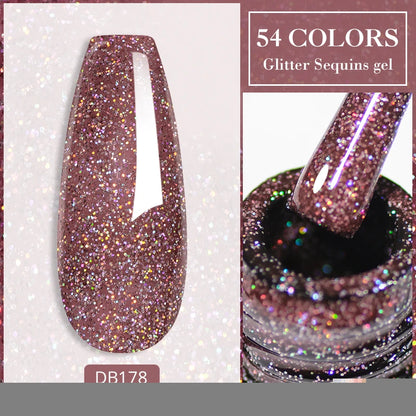 7ml Champagne Guld Silver Reflekterande Nagelgellack Glittrande Skinande Glitter Rosa Röd Nageltillbehör Semi-permanent Gellack
