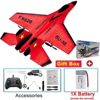 Fjärrstyrt flygplan SU35 RC-flygplan skumflygplan med LED-ljus 2.4G radiostyrt EPP jaktflygplan utomhusflygning leksak present