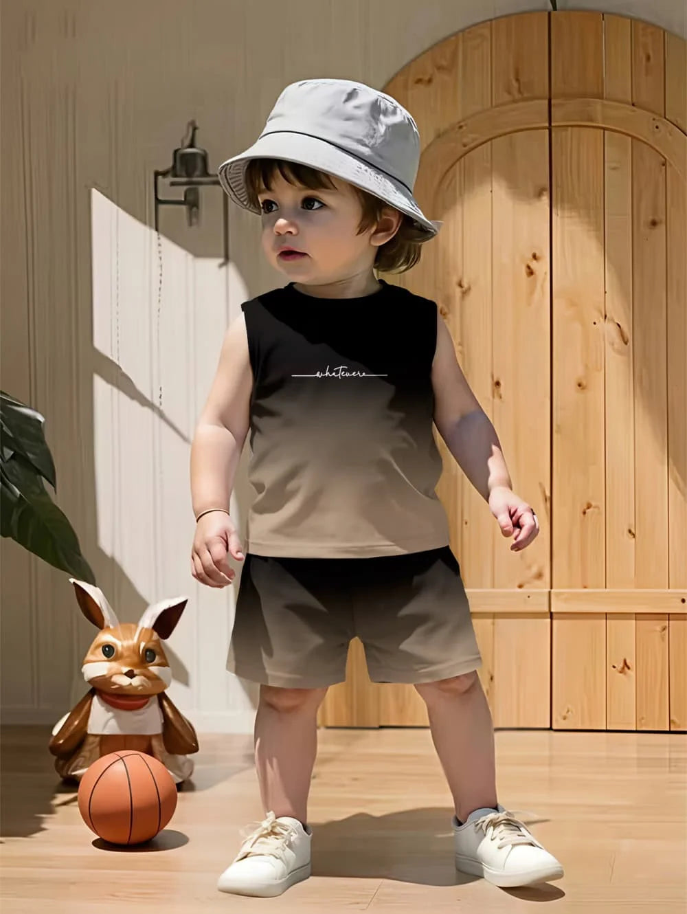 Children Sets Gradient Print Kids Clothes Boys Girls Vest Suit Summer Children's Clothes Baby Loose Shorts Tank Top Sleeveless ﻿