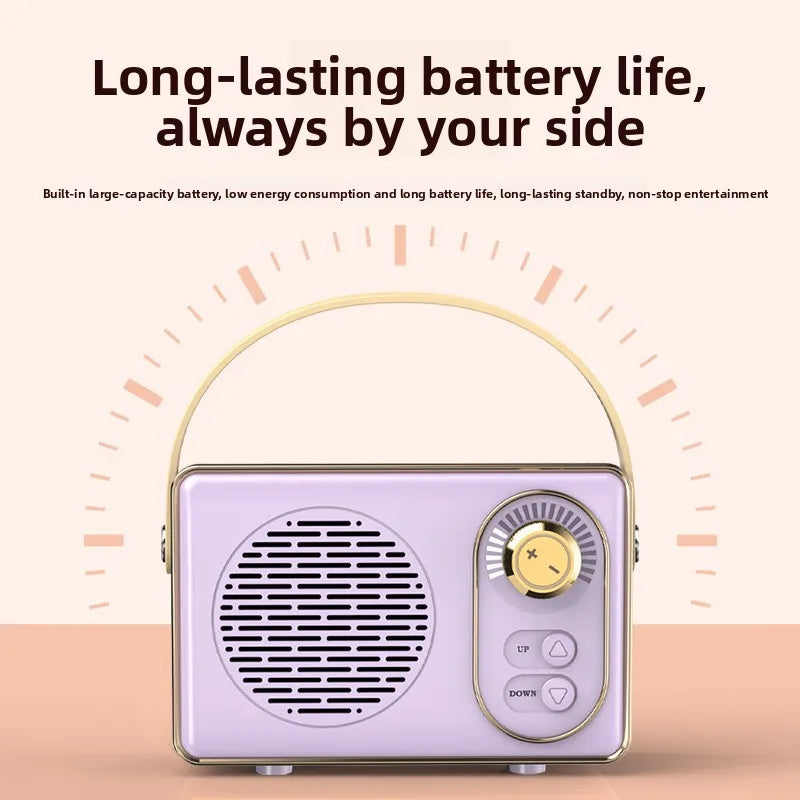 Mini Bluetooth-högtalare i vintagestil, trådlös ljudspelare, bärbar utomhushögtalare med klassisk design, hemma- och reseanvändning