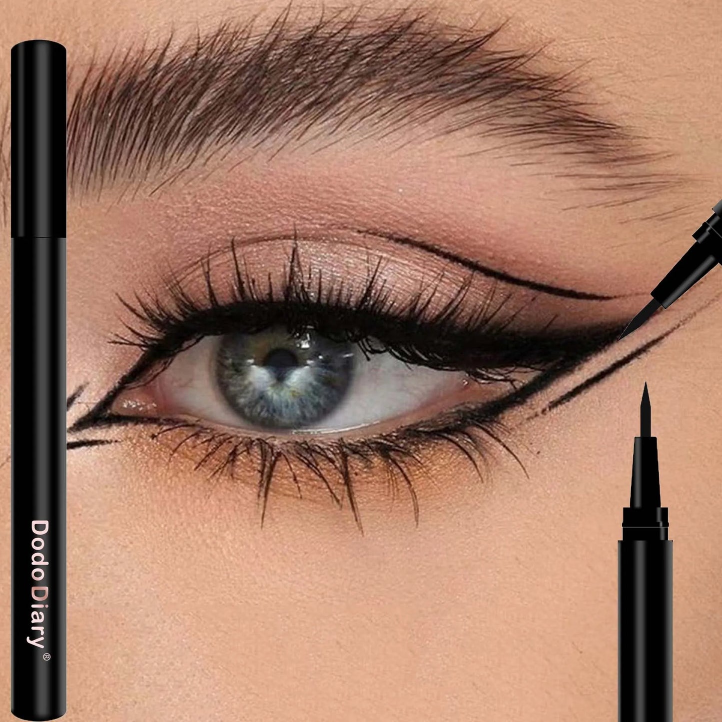 Smidig flytande snabbtorkande eyelinerpenna Inget bläckläckage hållbart smetar inte lätt eyeliner vattentät eyeliner flytande mjuk svart
