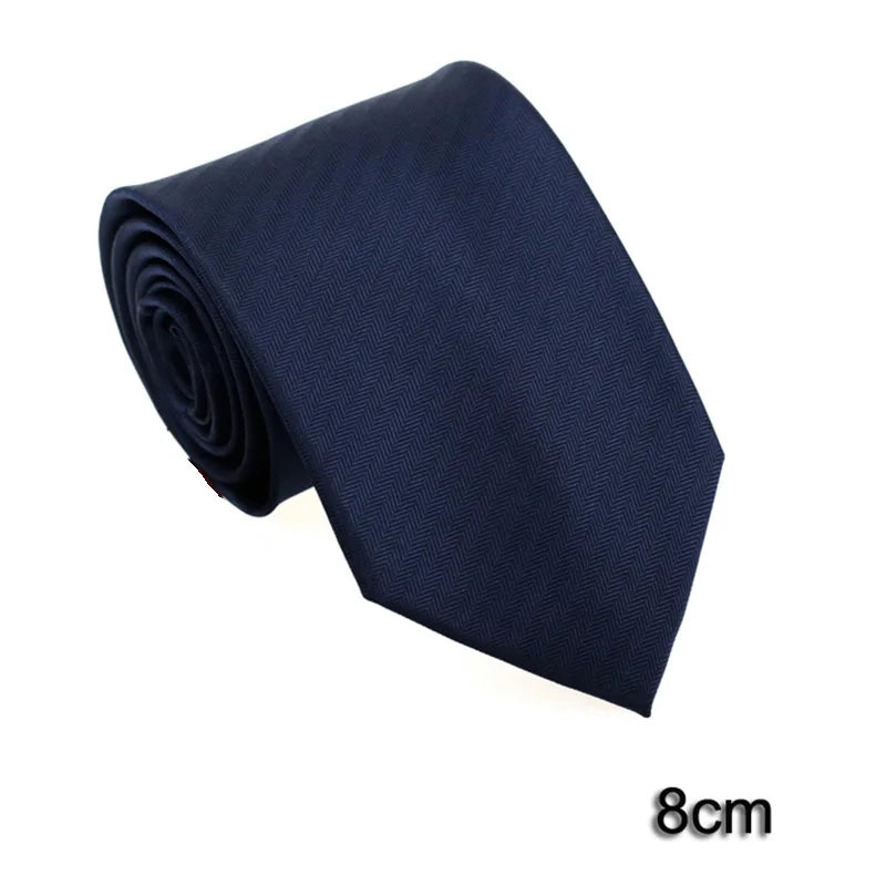 HUISHI 8CM 8 stilar herr enfärgad mörkblå slips 6cm vattentät jacquardslips vardagskläder kravatt bröllopsfest för män