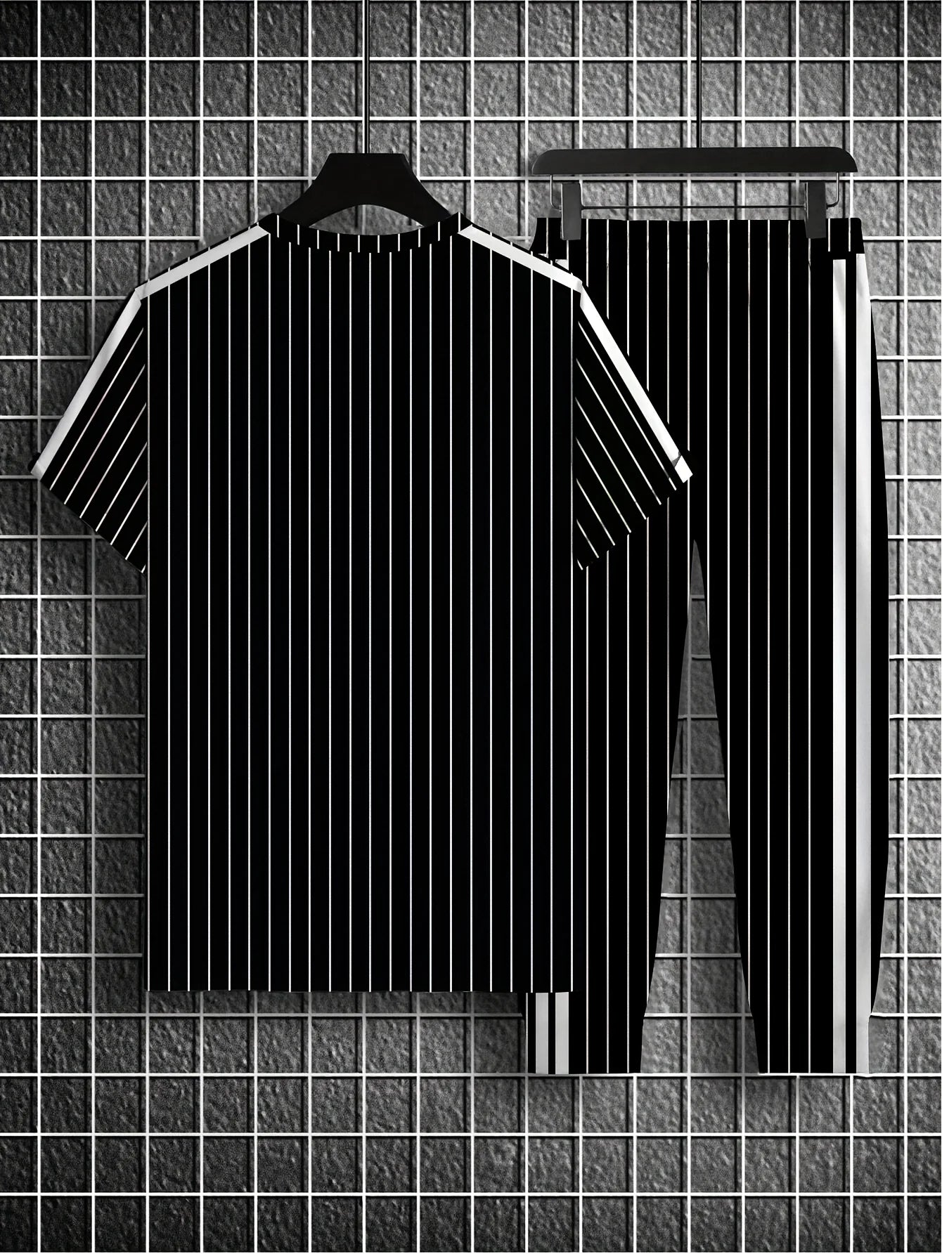 Ett nytt streetwear-set för män för sommaren 2025 med enkla, avslappnade, trendiga, sportiga och bekväma vertikala 3D-bokstäver
