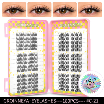 GROINNEYA Ögonfransar Kluster 320 st Naturlig Ögonfransförlängning Klusterfransar Volym Blandade Tray Lashes Kluster Naturliga Fransar