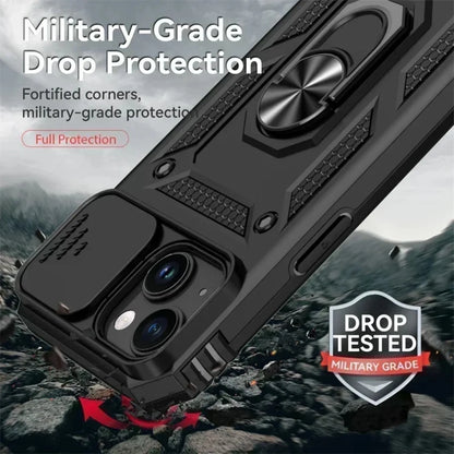 Ringstativ Roterande Skjutkameralins Militärklassat Pansarskal för iPhone 17 16 E 14 13 12 11 15 Pro Max Plus Mini Skal