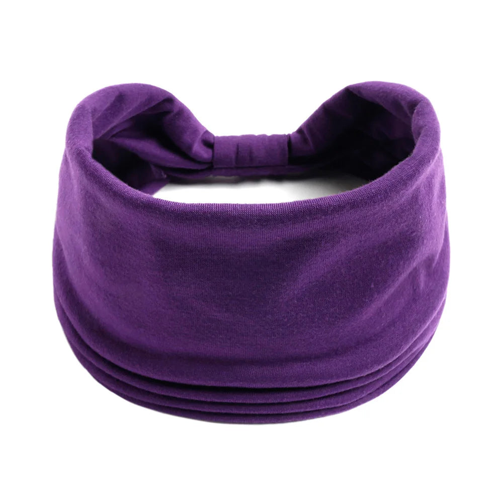 Mode Enfärgad Bred kant Bomullsyoga absorberar svett Dam Flickor Pannband Huvudbonad Turban Bandage Håraccessoarer Huvudbonader