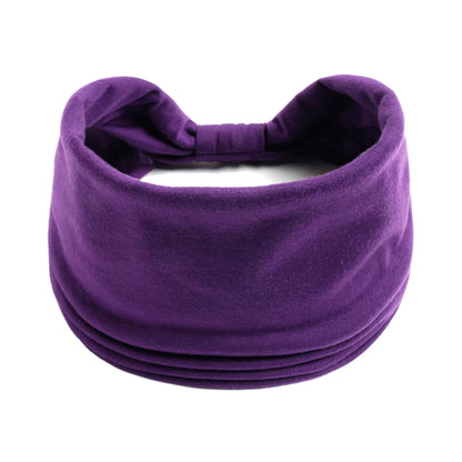 Mode Enfärgad Bred kant Bomullsyoga absorberar svett Dam Flickor Pannband Huvudbonad Turban Bandage Håraccessoarer Huvudbonader