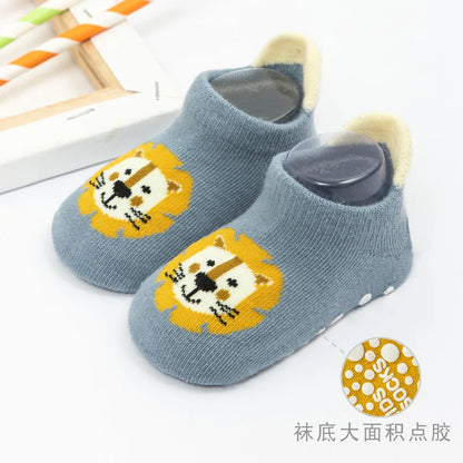 Halkfria babysockor, mjuka, halkfria golvsockor för nyfödda och spädbarn med gummigrepp för 0-5 år, bomullssockor för baby