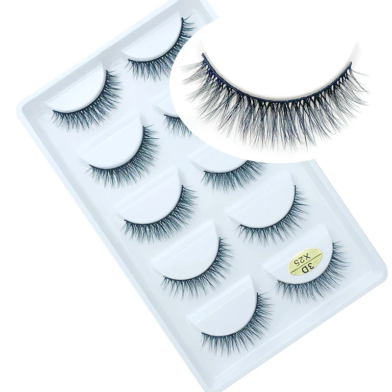 LTWEGO 5 par ögonfransar naturliga långa 3D minkfransar fluffiga volym mink lösögonfransar djurfria slingor makeup cilios