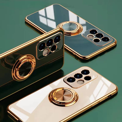Lyxigt pläterat magnetiskt 360° ringhållare telefonskal för Samsung Galaxy S25 Ultra S24 S23 FE S22 S21 S20 S10 Plus baksida